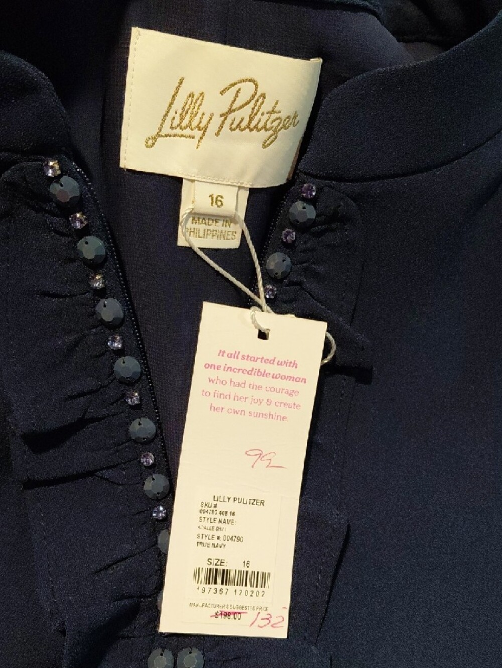 Lilly Pulitzer Navy Ruffle-Front Shift Dress - Picture 5 of 6